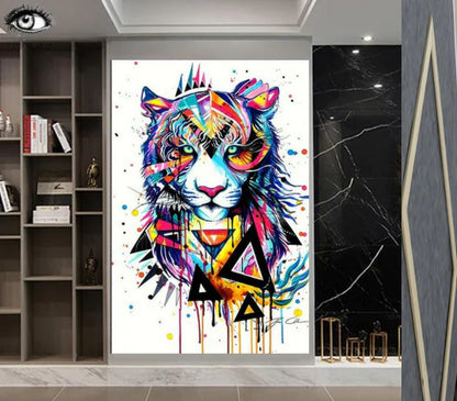 Colorful Tiger Wall Mural - Canvas Decoration Art