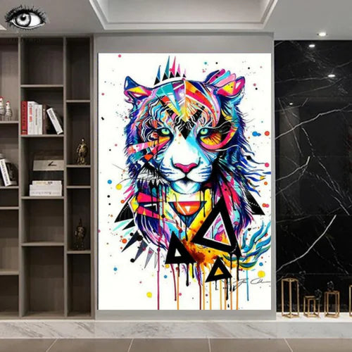 Colorful Tiger Wall Mural - Canvas Decoration Art