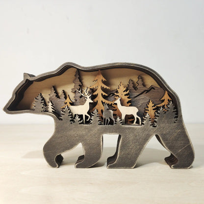Wooden 3D Animal Carving Christmas Wall Decor